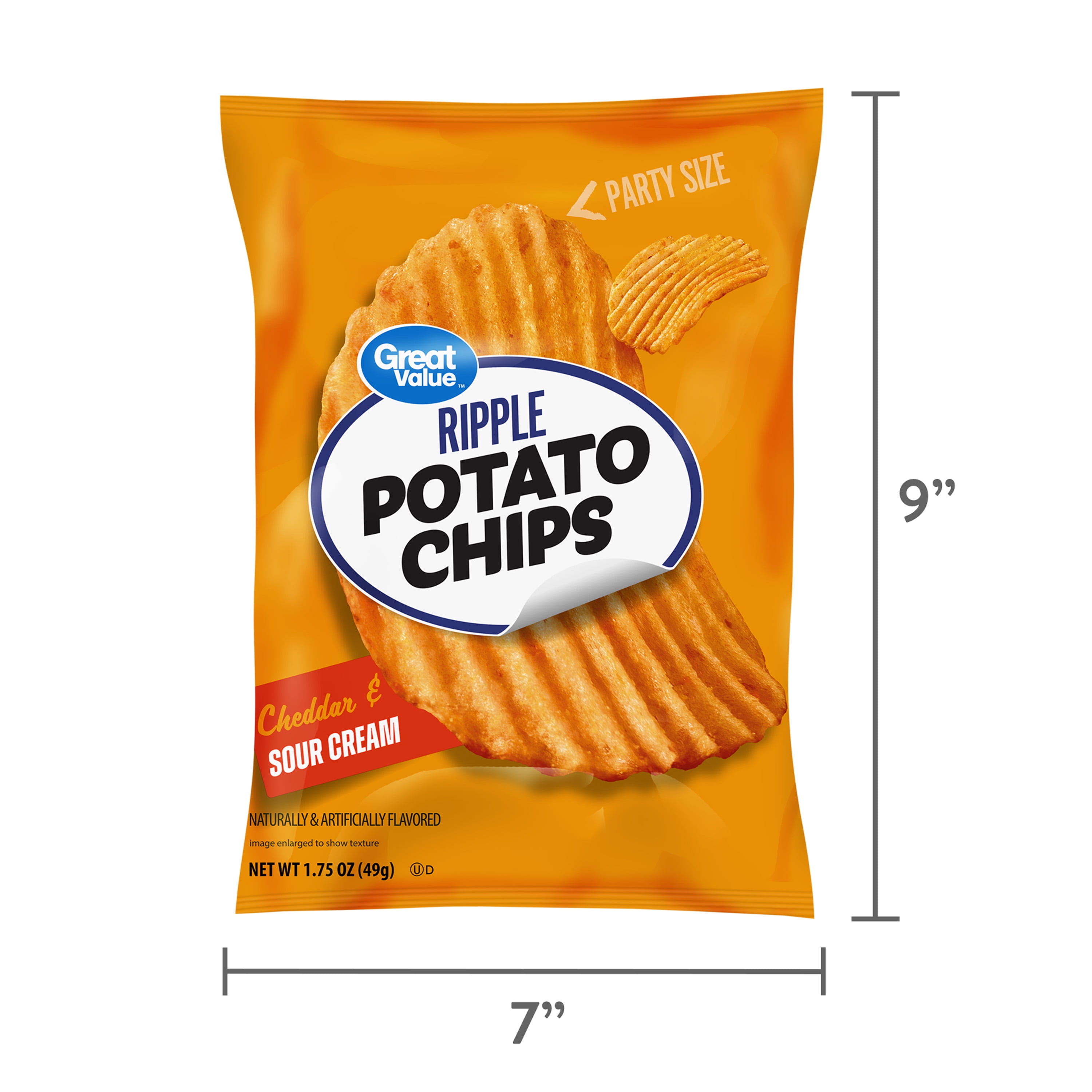Great Value Cheddar Sour Cream Ripple Chips, 1.75 oz