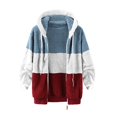 thumbnail image 3 of Reduce Womens Oversized Fuzzy Fleece Open Front Hooded Pockets Cardigan Jackets Loose Fit Sherpa Coat Color Block Print Winter Warm Plush Zip Outerwear (Blue#01 XXL), 3 of 5