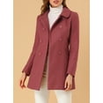 thumbnail image 6 of Unique Bargains Women's Peter Pan Collar Double Breasted Winter Trench Coat XS Dark Pink, 6 of 8