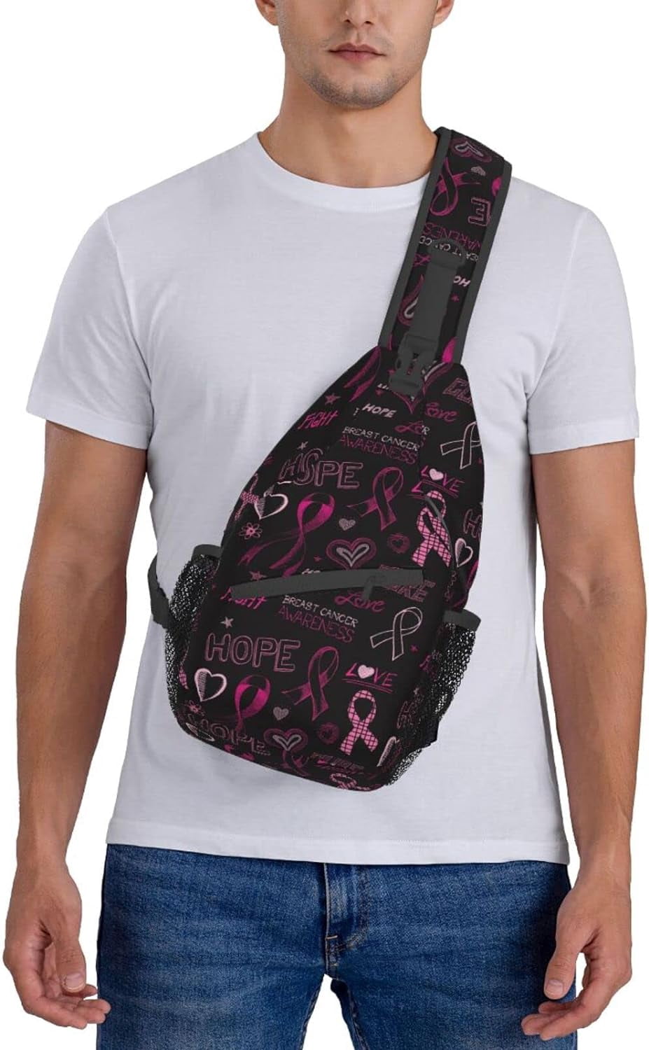 Breast Cancer Awareness Sling Bag Crossbody Hiking Travel Chest Bags Backpack Shoulder Daypack for Women Men