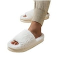 thumbnail image 5 of Wensltd Women's Open Toe Slippers with Memory Foam Fuzzy House Slippers Indoor Outdoor Soft Warm Anti-Skid Shoes, 5 of 5