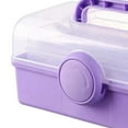 thumbnail image 2 of Organizador multiusos Caja de herramientas plegable Caja de almacenamiento de tres capas Estuche para manualidades para juegos de fabricación de uñas, violeta, 2 of 5