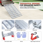 Foldable Ramps for Pickup Trucks, Aluminum Tri-Fold Motorcycle Powersports Loading Ramps, 1600 LBS Capacity ATV Ramp with Load Straps for ATV/UTV, Lawn Mowers, Tractors, 77 L x 50 W