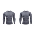thumbnail image 3 of Qarigey Ropa interior térmica para hombre, medias elásticas, invierno, correr, capas base cálidas, ropa deportiva de manga larga, Fitness, Gris,XL 2Conjunto, 3 of 6