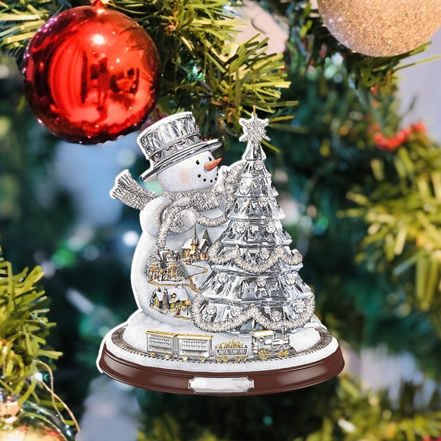 Adornos para árbol de Navidad exquisita decoración de muñeco de nieve y árbol para casa de campo