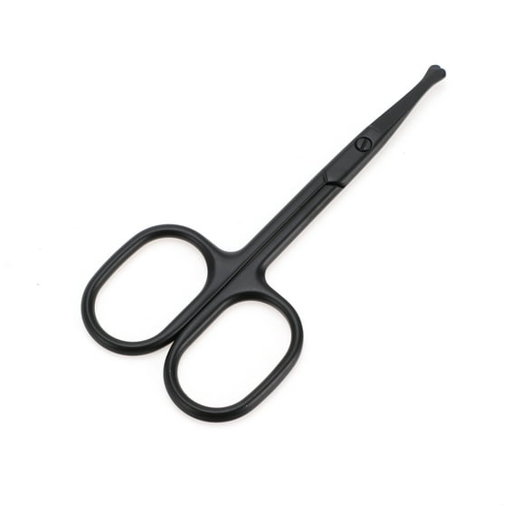 Unique Bargains 1 Pc Women Round Head Scissors Eyebrow Trimmer Scissors For Beauty Parlor Black Stainless Steel
