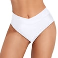 thumbnail image 5 of Sopiago Womens Bikini Bottom V Cut Bathing Suit Bottom High Waisted Cross Front Swimsuit Bottoms for Women Full Coverage Swim Briefs White,S, 5 of 7