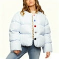 thumbnail image 2 of YYDGH Womens Cropped Puffer Coat Bubble Solid Color Quilted Down Jackets Casual Padded Button Down Coats Winter Outerwear, 2 of 5