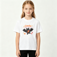 thumbnail image 2 of Cute Bat with Candy Girls Graphic Tee Halloween Sweet Treat 100% Cotton Kids Short Sleeve T-Shirt 4-13Y, 2 of 5