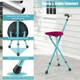 thumbnail image 6 of Goplus Adjustable Folding Cane Seat Stool Aluminum Alloy Crutch Chair with Light Black, 6 of 10