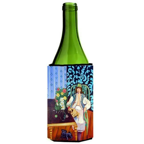 Lady With Her Pug Wine bottle sleeve Hugger