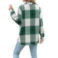thumbnail image 3 of WTOBBY Women's Checkered Button Down Shirt Jacket, Long Sleeve Loose Fit, Casual Oversized Shacket, Comfortable Flannel Lining, Street Style Outerwear,Green S, 3 of 3