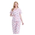 thumbnail image 2 of GLOBAL Women 100% Cotton Button Down Short Sleeve Top & Long Pants Summer Pajama Set with Pockets, 2-Piece, Sizes S to 3XL, 2 of 6