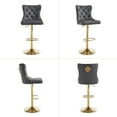 thumbnail image 5 of Velvet Gold Bar Stools Set of 4 Modern Counter Height Bar Stools with Lion Pull Ring Tufted High Back, Nailhead Upholstered Barstools for Home Kitchen, Swivel Adjustable Stool Chair in Dark Grey, 5 of 8