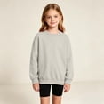 thumbnail image 7 of NEBWOAK Little Girls Oversized Cotton Sweatshirt Crewneck Loose Pullover School Uniform Gray,Size 6-7 T, 7 of 7