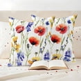 thumbnail image 3 of Spring Floral Pillow Covers 2 Pack Watercolor Yellow Blue Red Poppy Flower Pillowcase Waterproof Outdoor Throw Pillow Cover for Patio Garden Square Cushion 26”x26”, 3 of 9