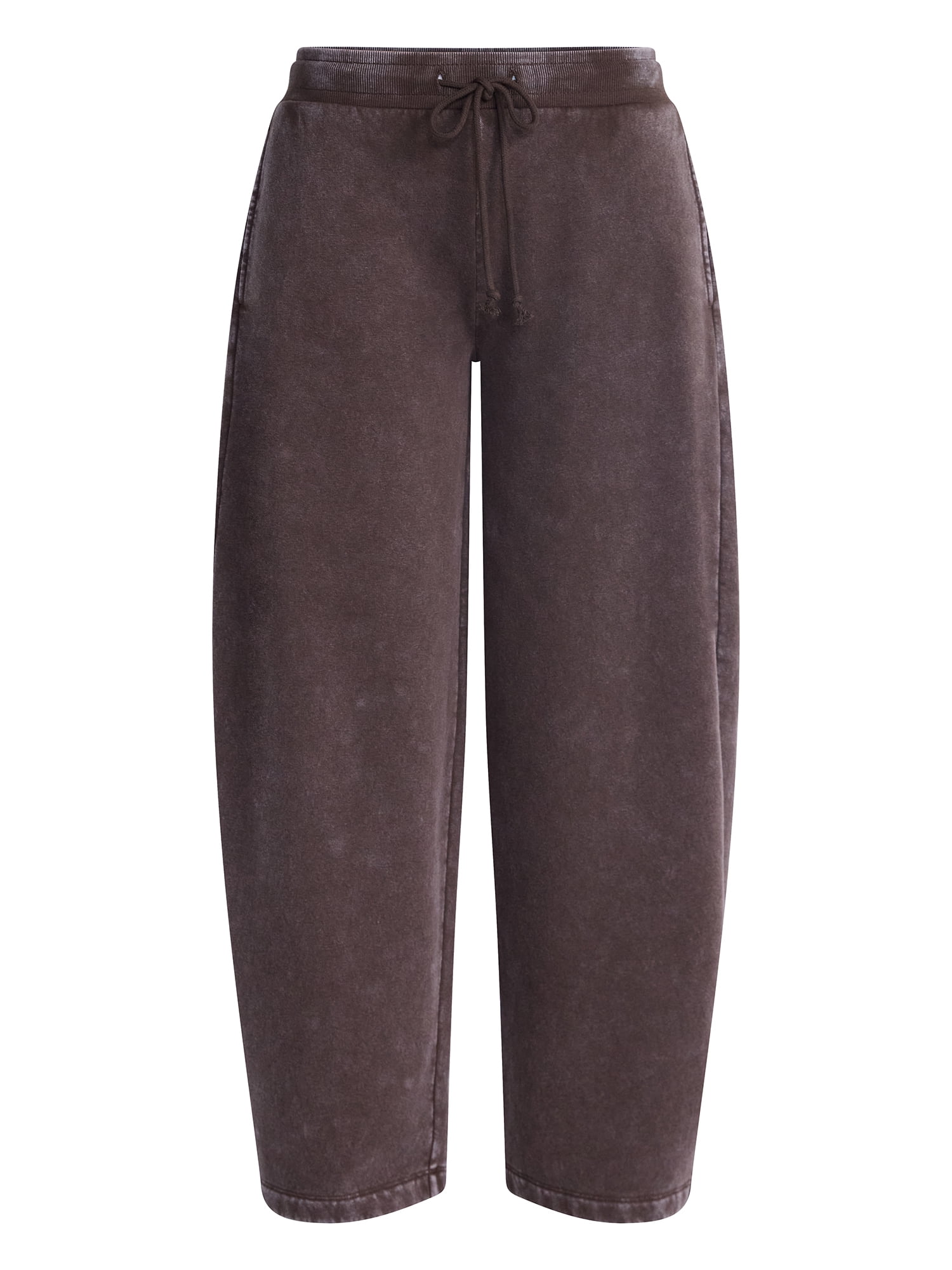No Boundaries Mineral Wash Fleece Barrel Leg Pants, 29'' Inseam, Women's XXS-XXL