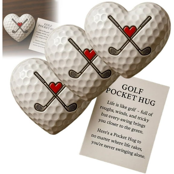 3pcs Golf Pocket Hug, Inspirational Golf Gift with Encouraging Message Card, Small Gift for Golf Lovers, Motivational Golf Ball Marker, Thoughtful Golf Present for Men and Women