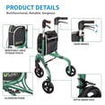 thumbnail image 5 of Planetwalk 3 Wheel Rollator Walkers for Seniors, Foldable Rollator with 8'' Wheel and Adjustable Handles, Lightweight Aluminum Frame, Green, 5 of 8
