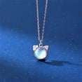 thumbnail image 3 of Bellitia Jewelry Rose Gold Plated 925 Sterling Silver Moonstone Pendant Necklace for Women, Cute Cat Motif Necklace with 45cm Collarbone Chain for Her, Delicate Gift for Valentine's Day, 3 of 7