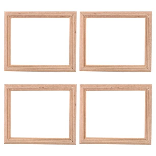 4 piezas de muebles para casa de muñecas, minimarcos de fotos hechos a mano, maquetas de madera para decoración de casa de muñecas a escala 1:12, manualidades de bricolaje para coleccionistas