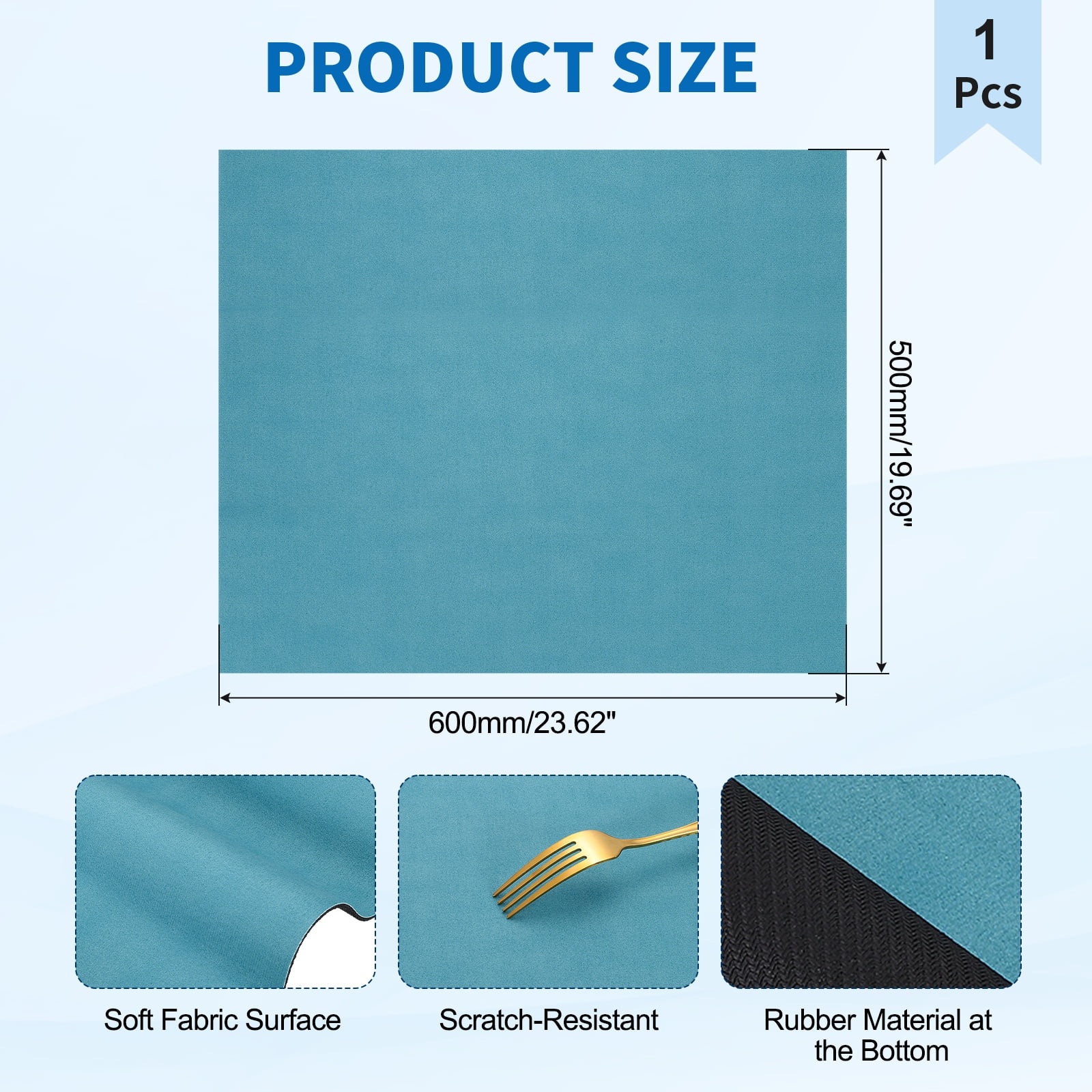 Washer and Dryer Top Protector Mat 24" x 20" - Non-Slip, Quick Drying Rubber Washing Machine Top Cover Pad for Home Kitchen Laundry Room, Blue