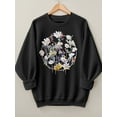 thumbnail image 3 of Woman Crew Neck Sweatshirt Bohemian Floral Graphic Shirt Casual Long Sleeve Top, 3 of 7