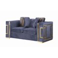 thumbnail image 3 of K-Living Willow Causeuse avec accent doré en velours pelucheux gris, 3 of 3