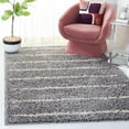 thumbnail image 2 of SAFAVIEH Venus Anuki Striped Shag Area Rug, Grey/Ivory, 4' x 6', 2 of 11