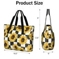 thumbnail image 3 of Tote Bag for Women - Checke Sunflower Shoulder Bag - Large Utility Work Duffle Bag with Zipper Handbag for Travel, Work, Sprots, 3 of 5