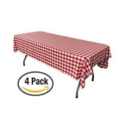 Checkered Red & White Plastic Tablecloth - 54" x 108" Rectangle Plastic Table Cloth for Parties, Picnic, Birthday Parties, Camping, Halloween - 4 Pack of Disposable Tablecloths