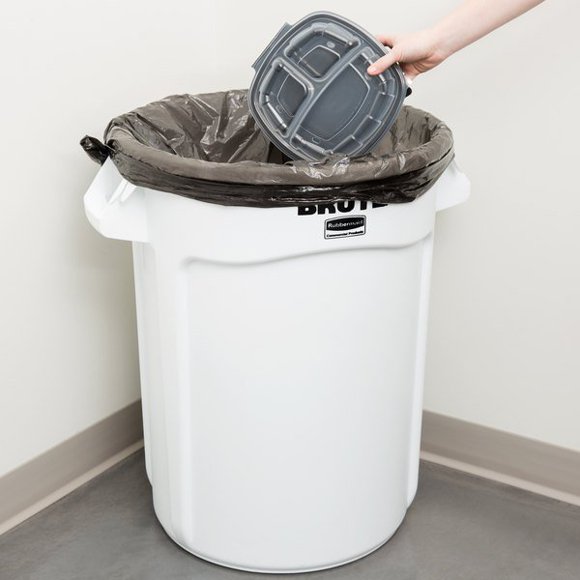 Rubbermaid FG263200WHT BRUTE 32 Gallon White Round Trash Can