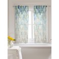 thumbnail image 3 of Green Blue Geometric Tier Curtains 45 Inch Length, Sheer Curtains for Bedroom Living Room Window Modern Abstract Ombre Rod Pocket Voile Drapes Kitchen Curtains Small Half Window 27.5"x45" 2 Panels, 3 of 7