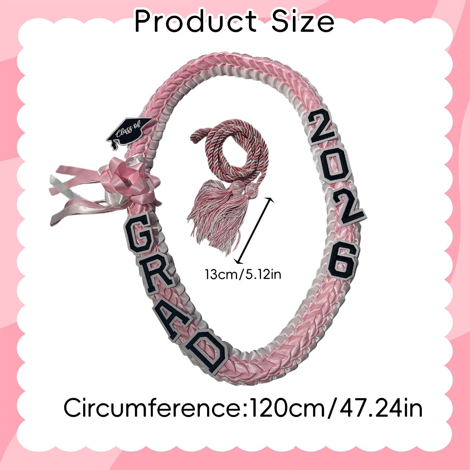 Graduation Lei Gift, 47 Inch Ribbon Lei,2026 Graduation Leis, Class Of 2026 Ribbon Lei, 47inch Handmade Lei, Double Braided Necklace, Grad Gift Floral Lei, Graduation Party Leis