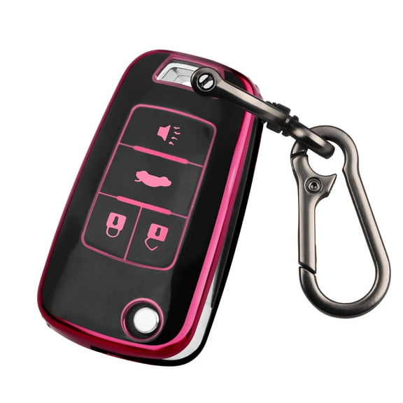 Durable Flexible TPU Key Fob Cover with 4-Button Protection and Detachable Keychain for Select Chevy Models: Equinox, Malibu, Impala, Cruze, Sonic, Camaro (2010-2019)