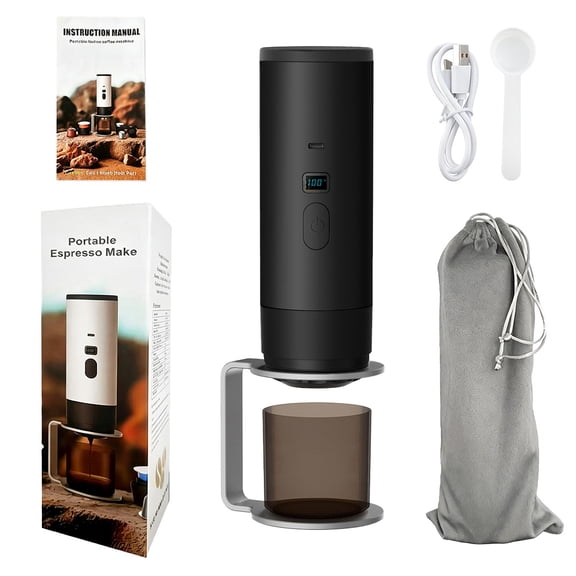 Portable Espresso Machine, 15 Bar Rechargeable Wireless Coffee Maker with Heating, 3-in-1 for Ground Coffee, NS & DG Capsules, Digital Display, for Travel, Camping, Office (High-end Version)