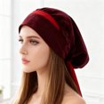 thumbnail image 4 of Suodoka Premium Faux Silk Head Scarves Elastic Fashionable Wrap for Chemo and Party - Burgundy, 4 of 9