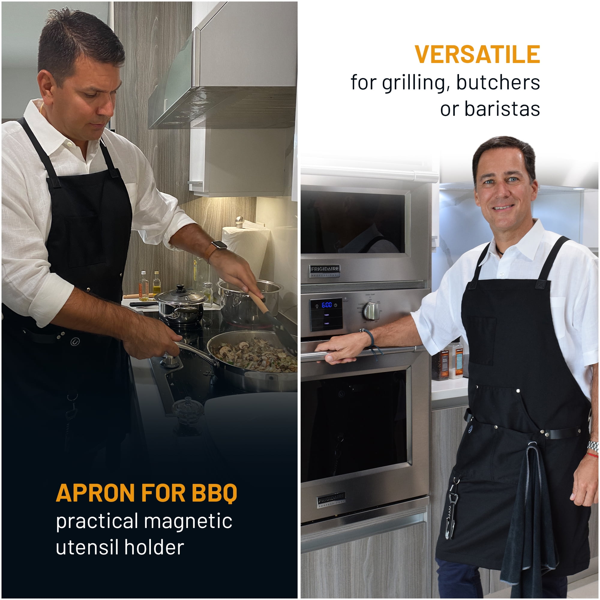 Kitchen Chef Apron for Men with Pockets | Professional Grade | Made for Cooking, Servers, Waitress , BBQ, Grill, Work, Comfortable with Cross Back Straps, Quick-Release | Aprons for Women with Pockets