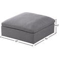 thumbnail image 4 of Meridian Furniture Serene Gray Durable Linen Fabric Deluxe Ottoman, 4 of 10