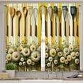thumbnail image 4 of Ambesonne Summer Valance & Curtain 3 Pcs Set, Dot Butterflies and Daisies, 55"x30", Yellow Reseda Green and Beige, 4 of 7