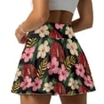 thumbnail image 2 of SEANATIVE Women Tennis Skort with 2 Inner Pockets Built-in Shorts Pleated Mini Skirts Lightweight Stretchy Breathable Golf Pickleball Running Skort, L, Tropical Hibiscus Flower Leaf, 2 of 7