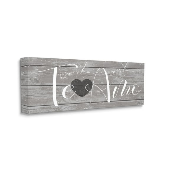 Stupell Industries Te Amo Romantic Rustic Grey Sign with Heart Designed by Daphne Polselli
