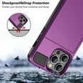 thumbnail image 6 of for iPhone 14 Pro Case Wallet Credit Card Holder ID Slot Sliding Door Hidden Pocket Men Women Anti-Scratch Dual Layer Hybrid Bumper Armor Protective Shell Back Cover for iPhone 14 Pro Purple, 6 of 14
