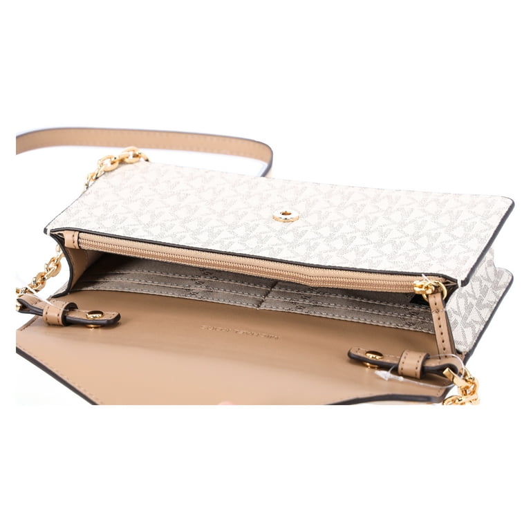 Michael Kors Jet Set Travel Pale Gold Small Flap Clutch Crossbody Bag