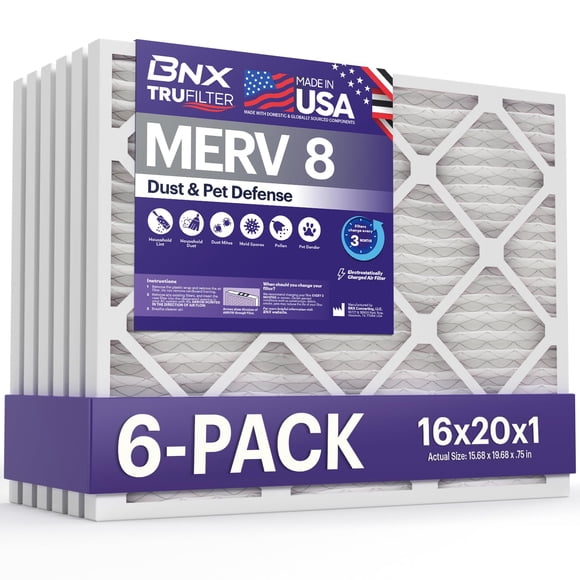 Filtro de aire BNX TruFilter 16x20x1 MERV 8 para aire acondicionado