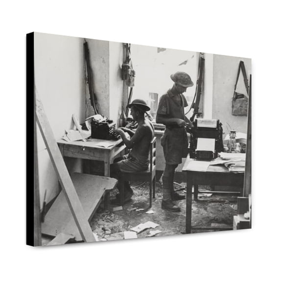 Canvas Print: Pictures From Tobruk: The Editor On The Rotary Machine Seen With