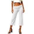 thumbnail image 5 of Lmueinov Capri Leggings for Women Plus Size Fold Over Waist Wide Leg Stretchy Yoga Pants High Waist Athletic Trousers for Gym Workout Daily Casual Wear, 5 of 8