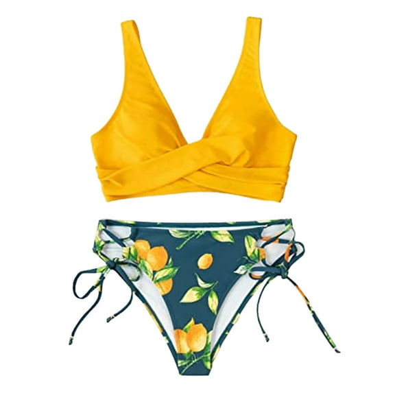 Women's Bikini Swimsuit Front Cross Lace Up Two Piece Bathing Suit