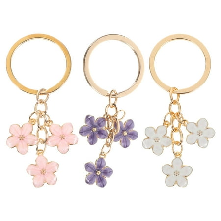 Milisten Zinc Alloy Flower Keychain Set Assorted Colors Lightweight and Portable Key Holder for Hanging Keys 3 Pieces