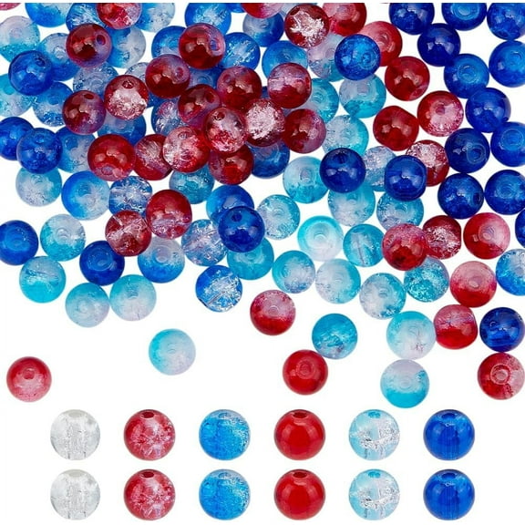 420Pcs Glass Beads Bulk 6 Colors Round Crack Beads 8mm Loose Spacer Beads Small Craft Beads for DIY Bracelet Necklace Earrings Jewelry Making Hole: 1.3-1.6mm
